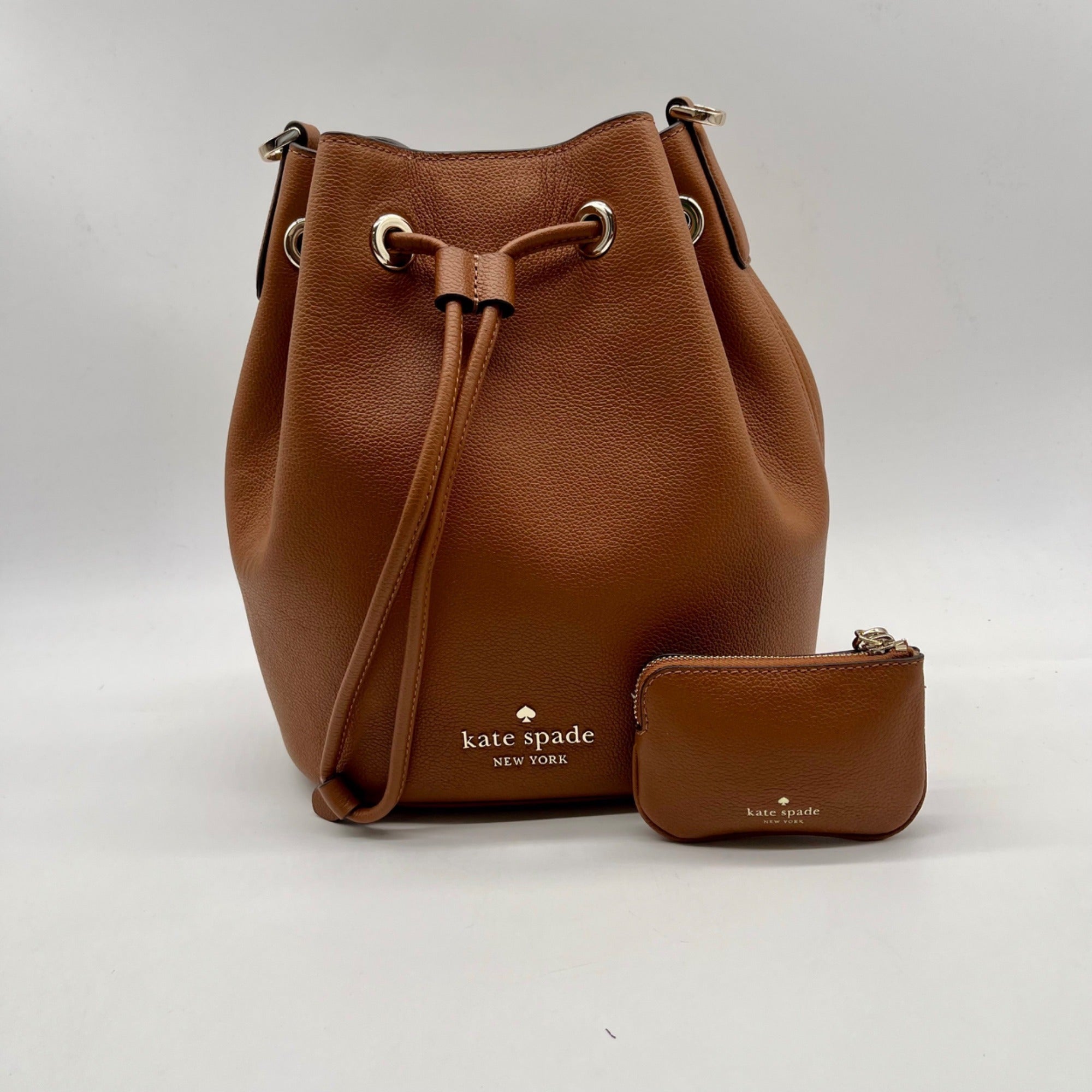 Kate Spade Brown Pebbled Leather Rosie Bucket Bag