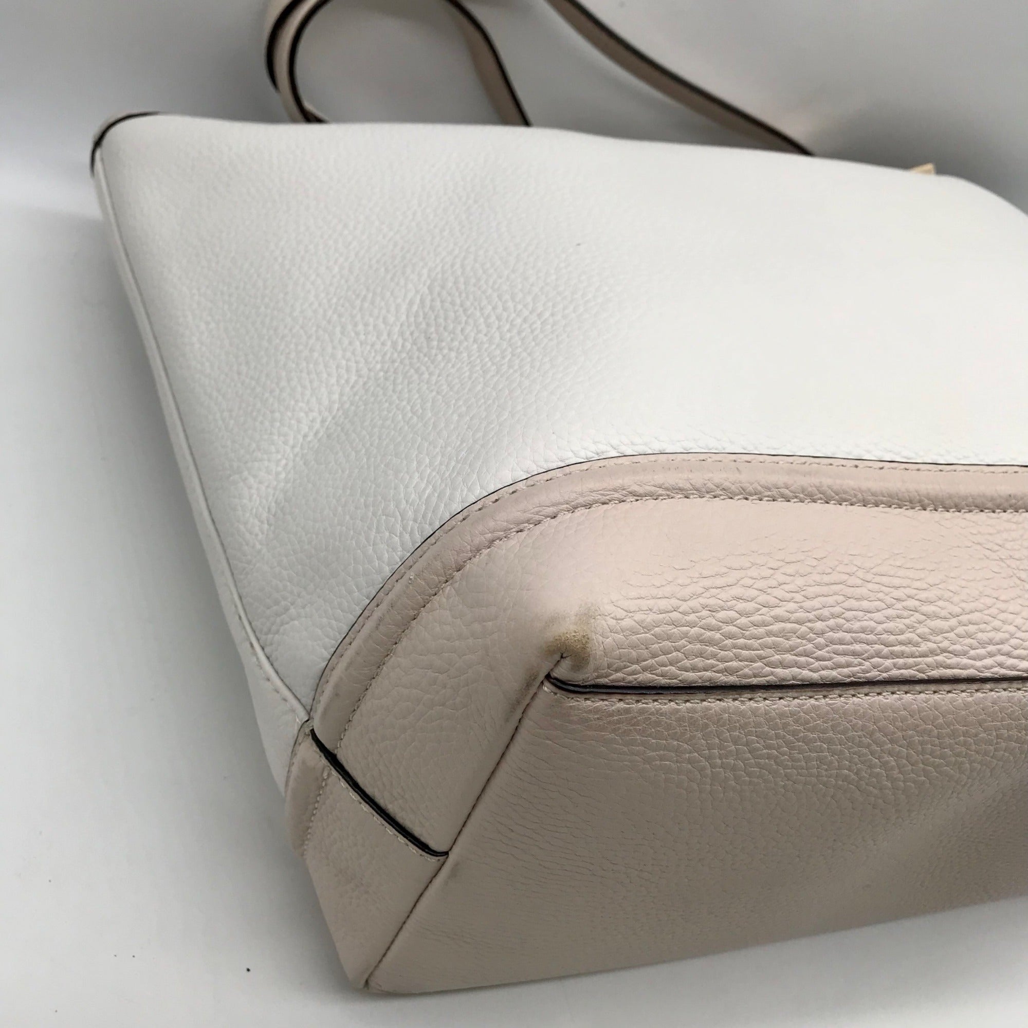 Kate Spade White Pebbled Leather Taren Oliver Street Tote Bag