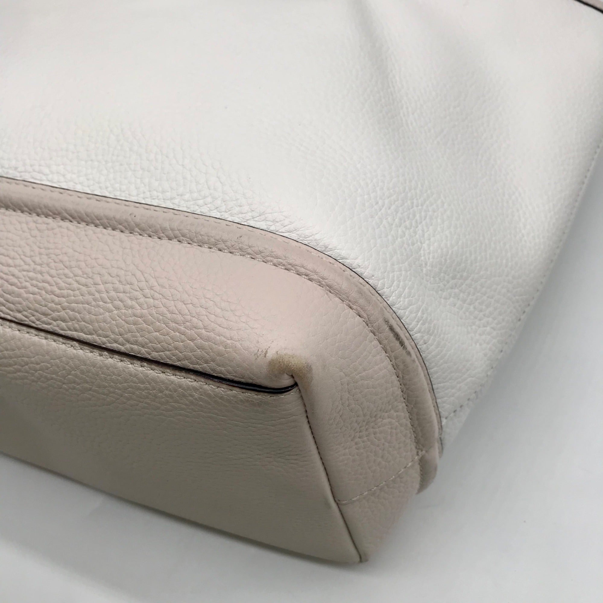 Kate Spade White Pebbled Leather Taren Oliver Street Tote Bag