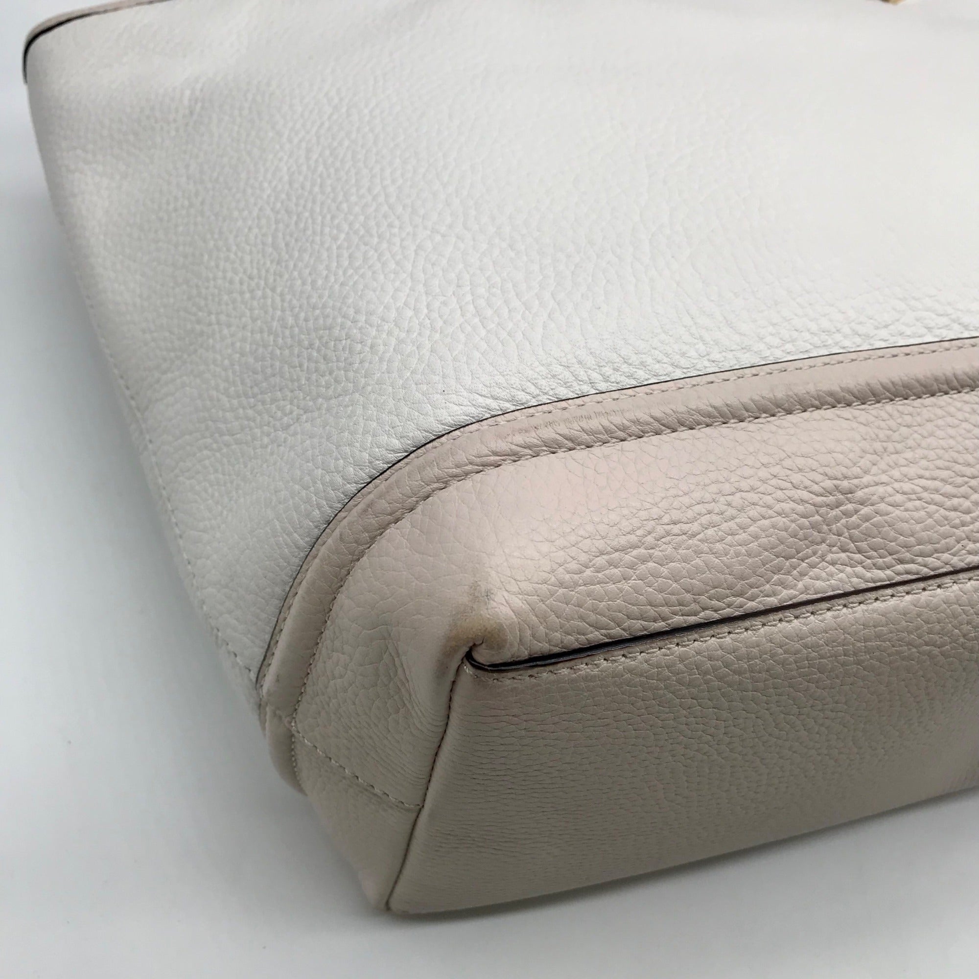 Kate Spade White Pebbled Leather Taren Oliver Street Tote Bag