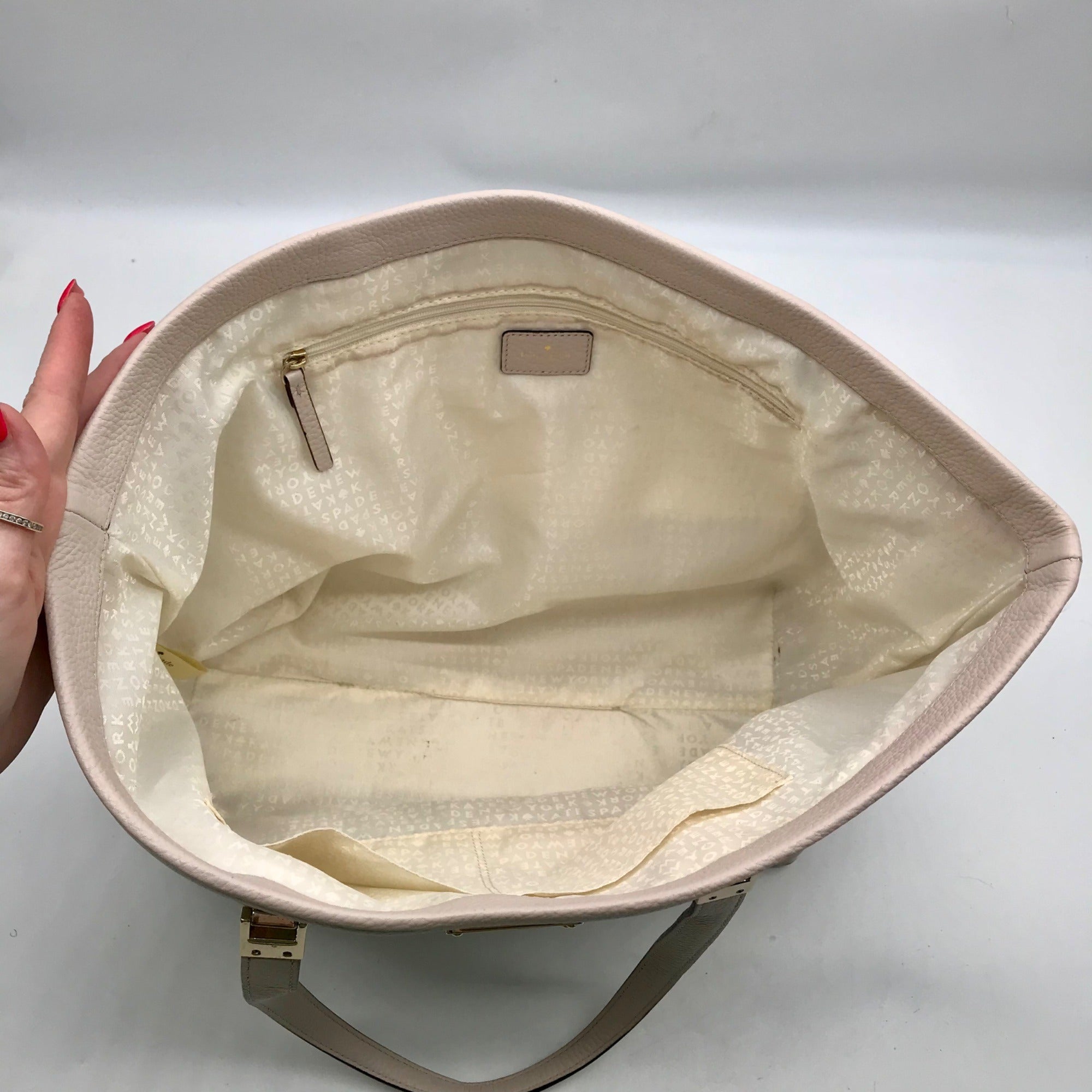 Kate Spade White Pebbled Leather Taren Oliver Street Tote Bag