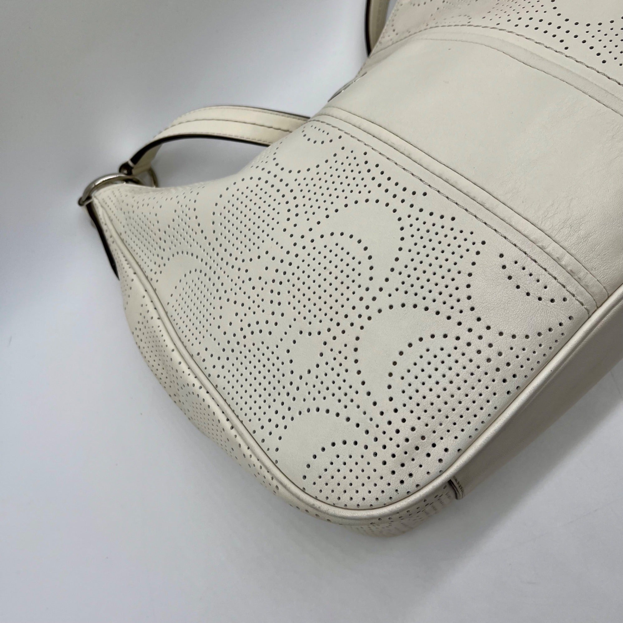 Coach White Perforated Leather Shoulder Bag
