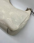 Coach White Perforated Leather Shoulder Bag