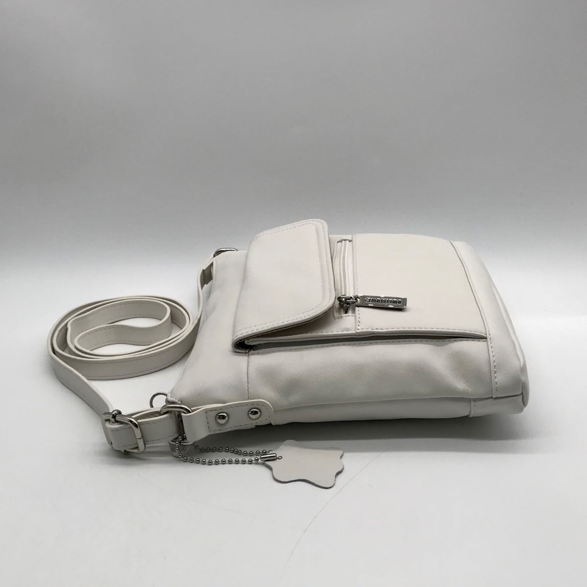 Giani Bernini White Nappa Leather Venice Crossbody Bag