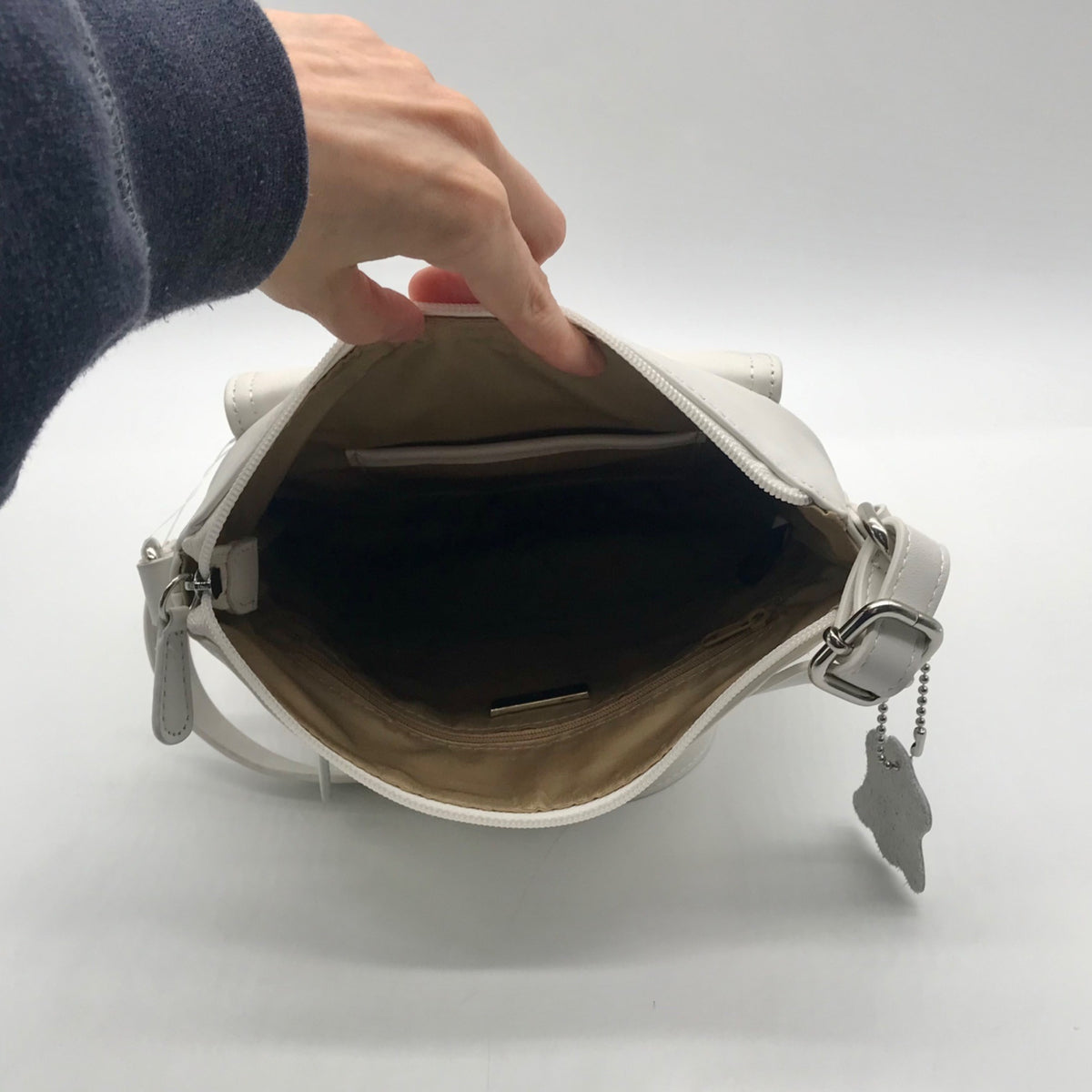 Giani Bernini White Nappa Leather Venice Crossbody Bag
