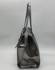 Guess Silver Faux Leather Delaney Small Classic Tote Bag
