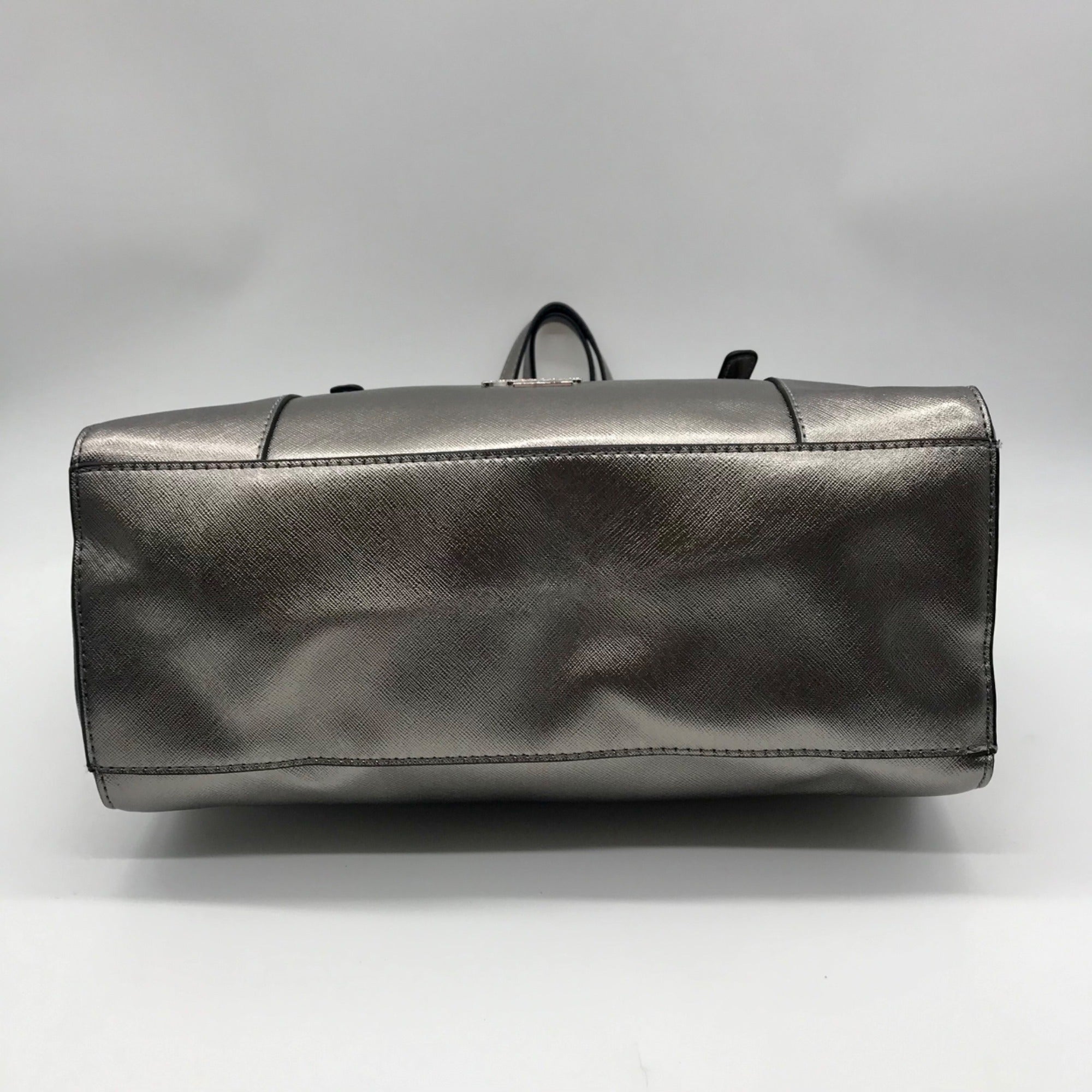 Guess Silver Faux Leather Delaney Small Classic Tote Bag