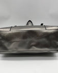 Guess Silver Faux Leather Delaney Small Classic Tote Bag
