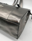 Guess Silver Faux Leather Delaney Small Classic Tote Bag