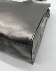 Guess Silver Faux Leather Delaney Small Classic Tote Bag