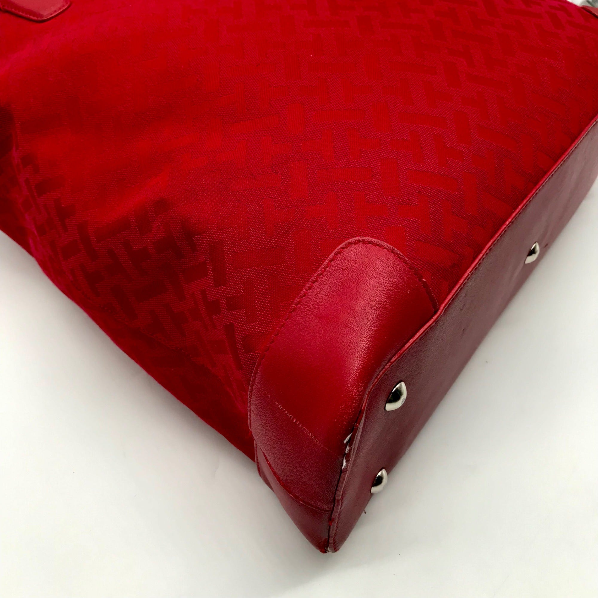 Talbots Red Monogram Canvas Tote Bag