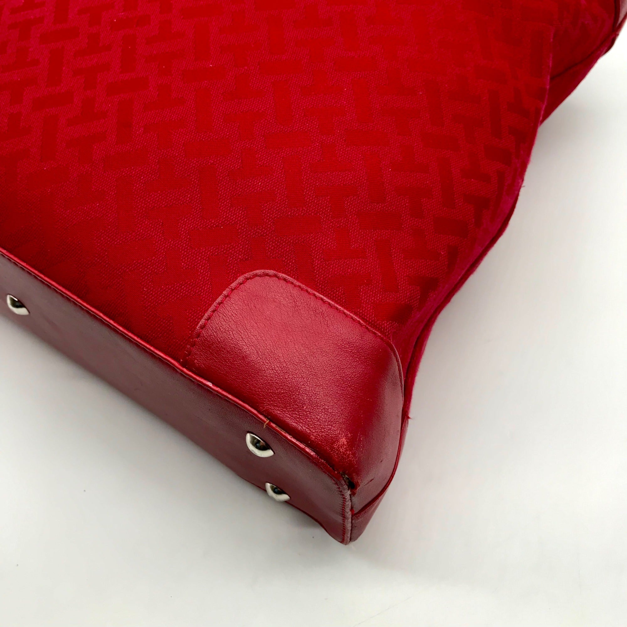 Talbots Red Monogram Canvas Tote Bag