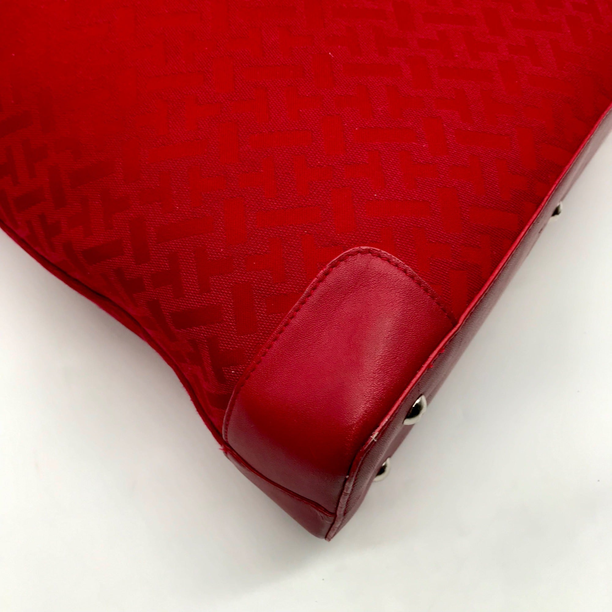 Talbots Red Monogram Canvas Tote Bag