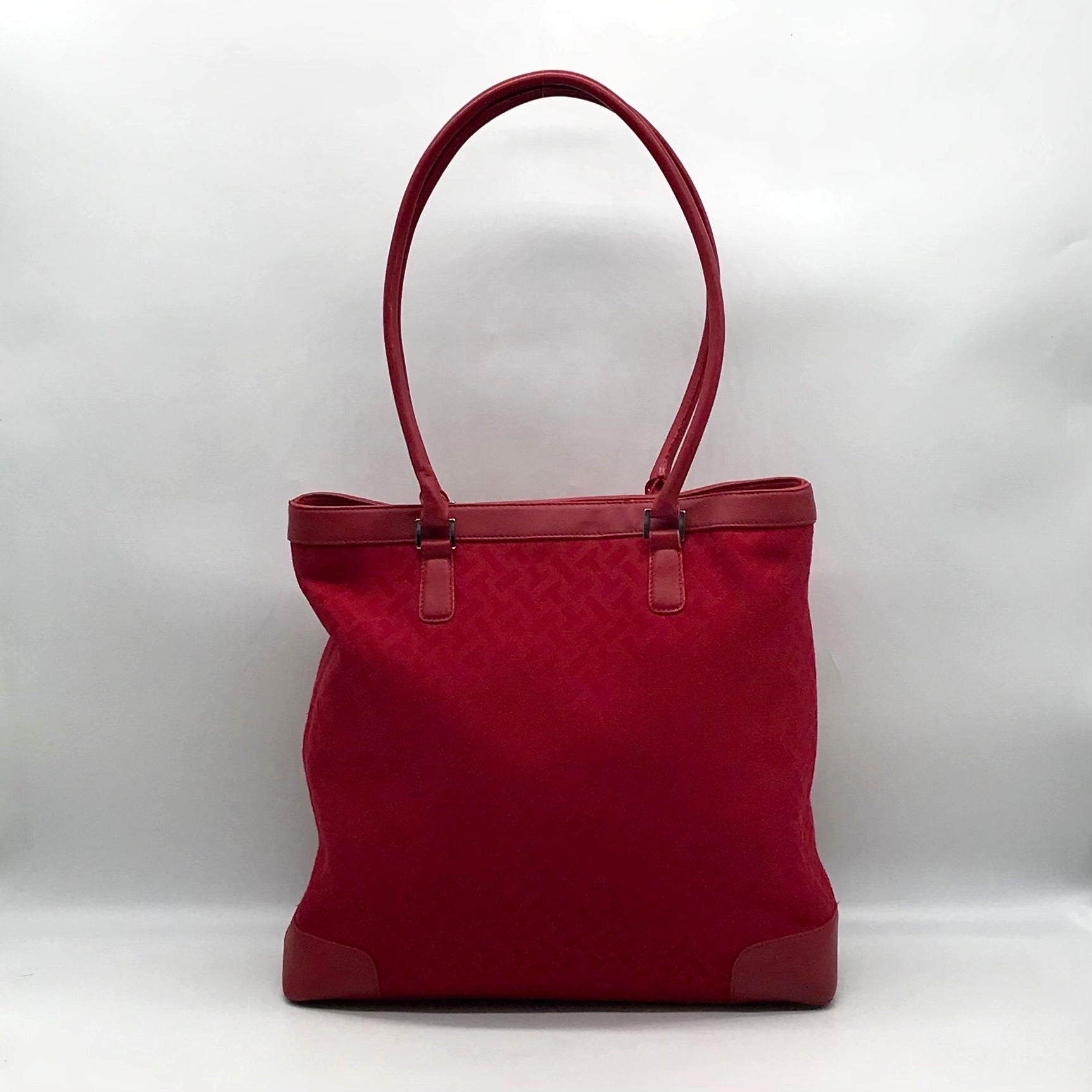 Talbots Red Monogram Canvas Tote Bag