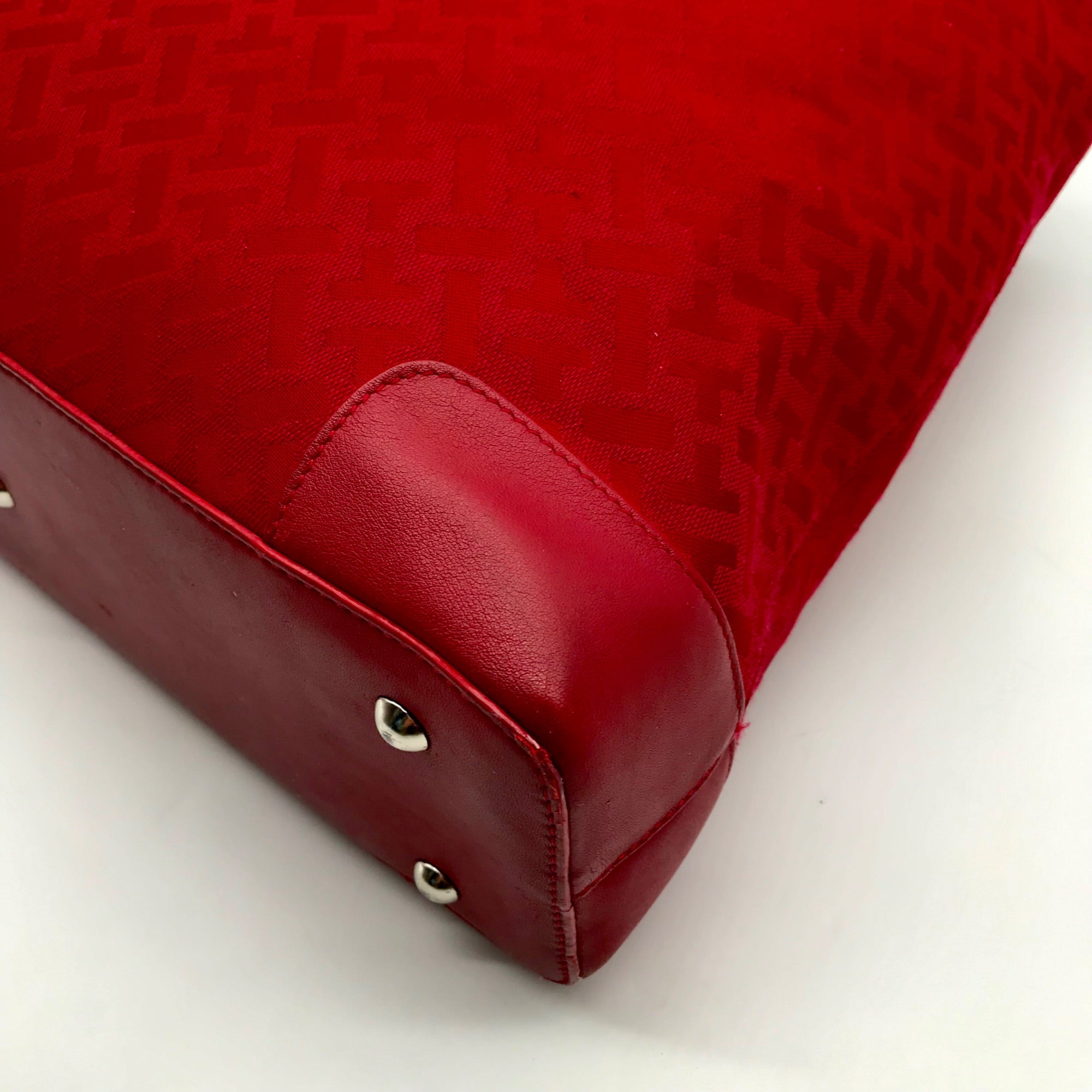 Talbots Red Monogram Canvas Tote Bag