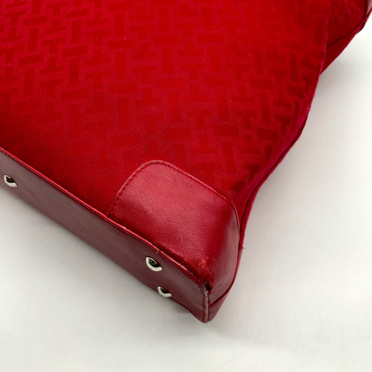 Talbots Red Monogram Canvas Tote Bag