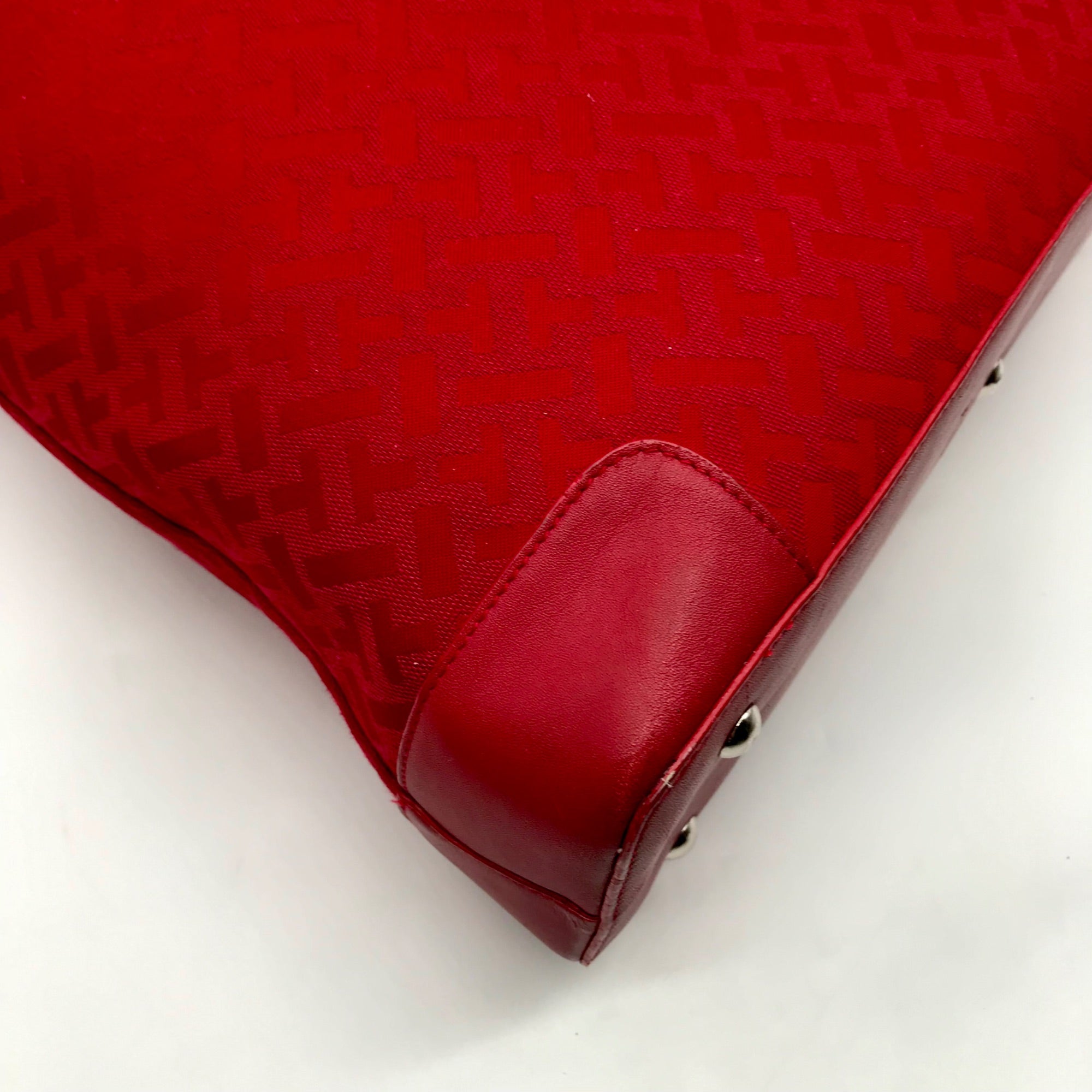 Talbots Red Monogram Canvas Tote Bag