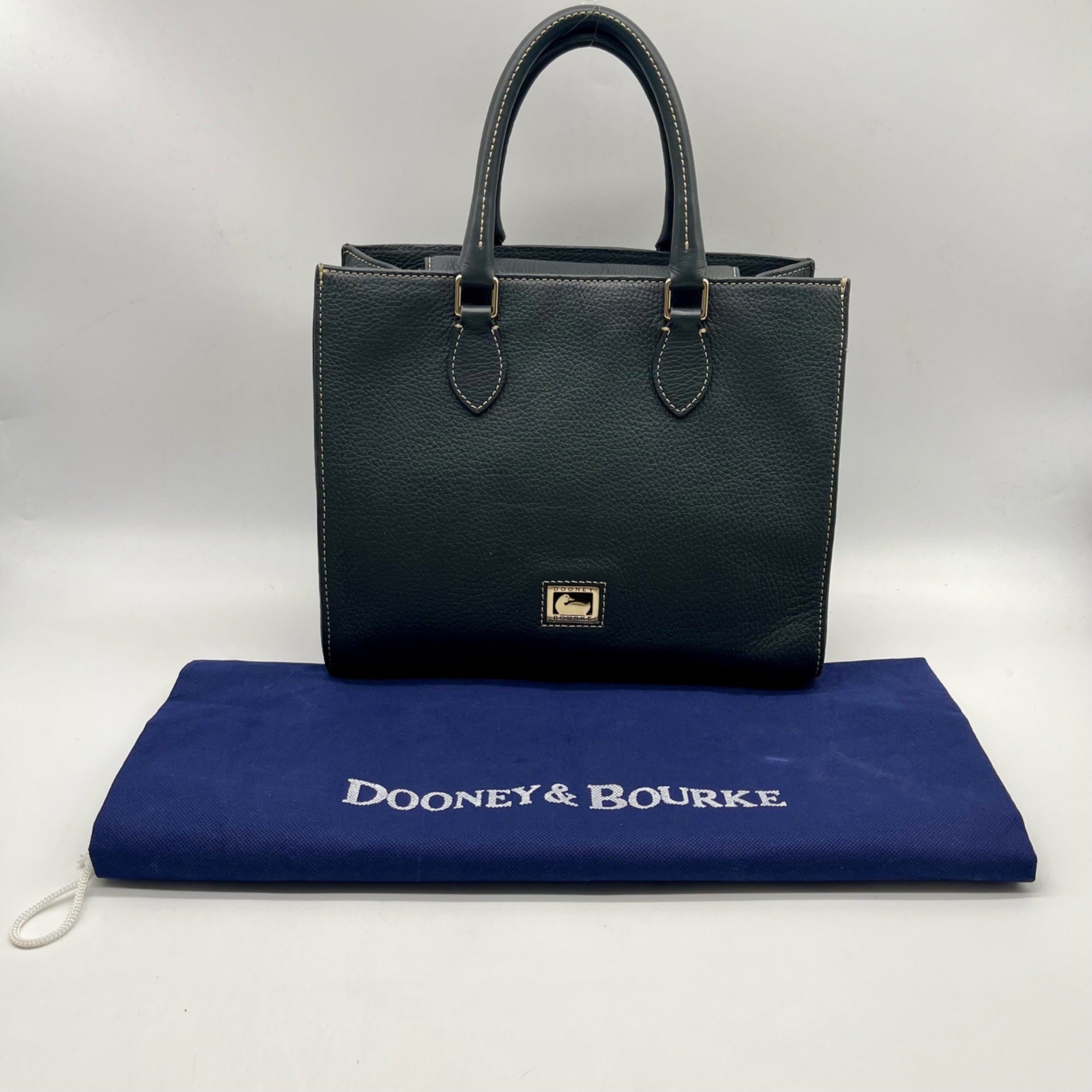 Dooney &amp; Bourke Dark Gray Pebbled Grain Leather Belmar Janine 30 Satchel Bag