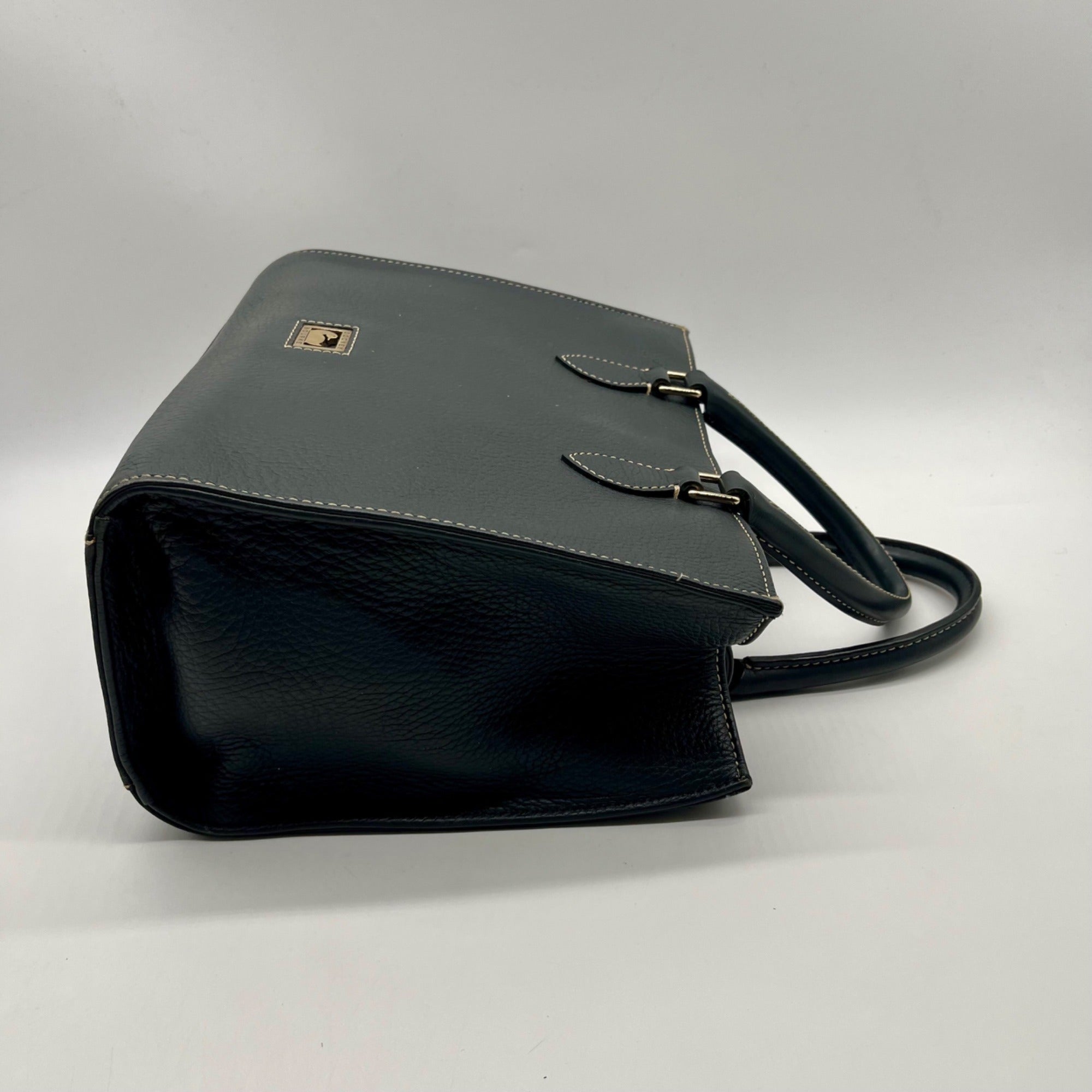 Dooney &amp; Bourke Dark Gray Pebbled Grain Leather Belmar Janine 30 Satchel Bag