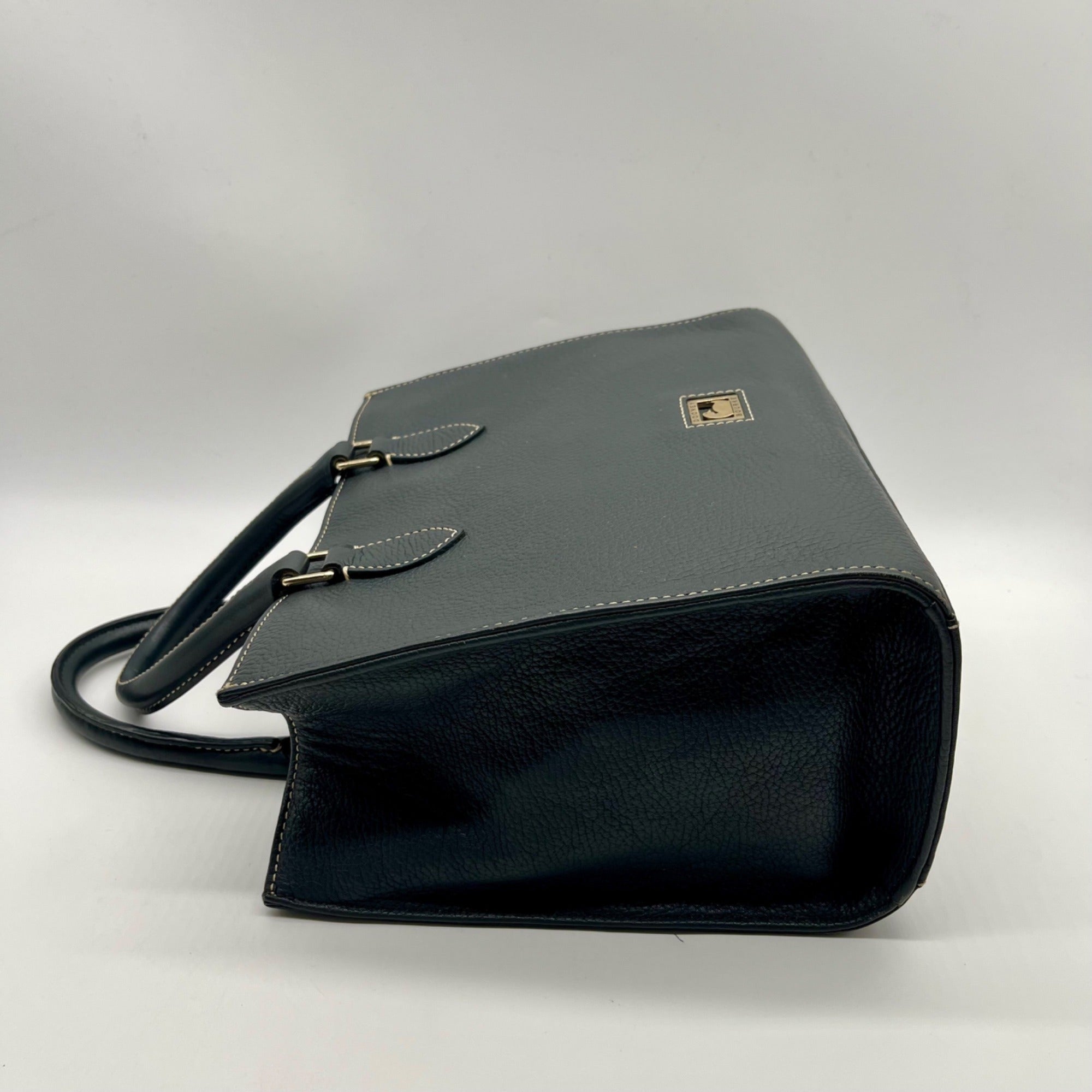 Dooney &amp; Bourke Dark Gray Pebbled Grain Leather Belmar Janine 30 Satchel Bag