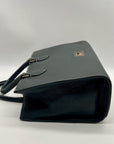 Dooney & Bourke Dark Gray Pebbled Grain Leather Belmar Janine 30 Satchel Bag