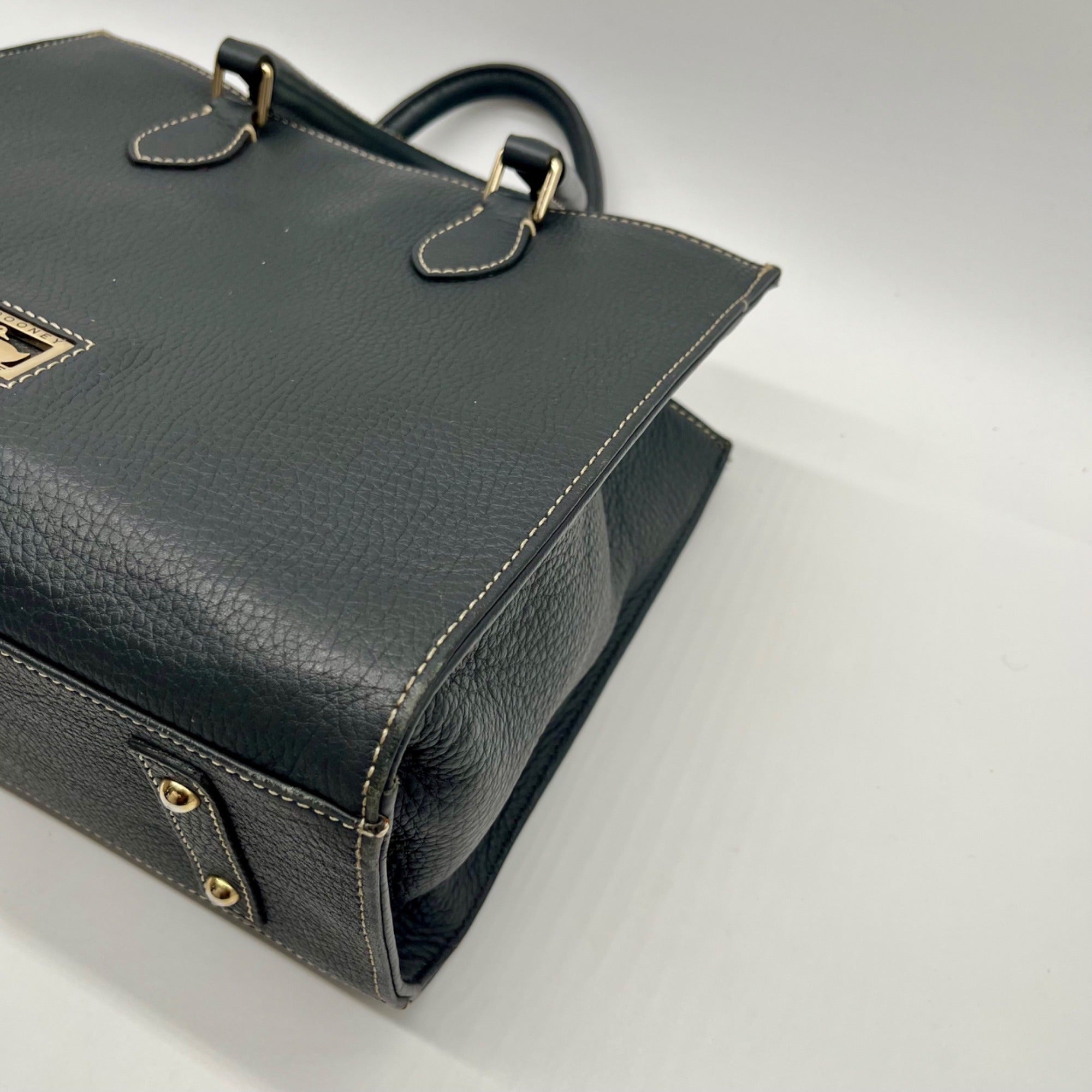 Dooney &amp; Bourke Dark Gray Pebbled Grain Leather Belmar Janine 30 Satchel Bag