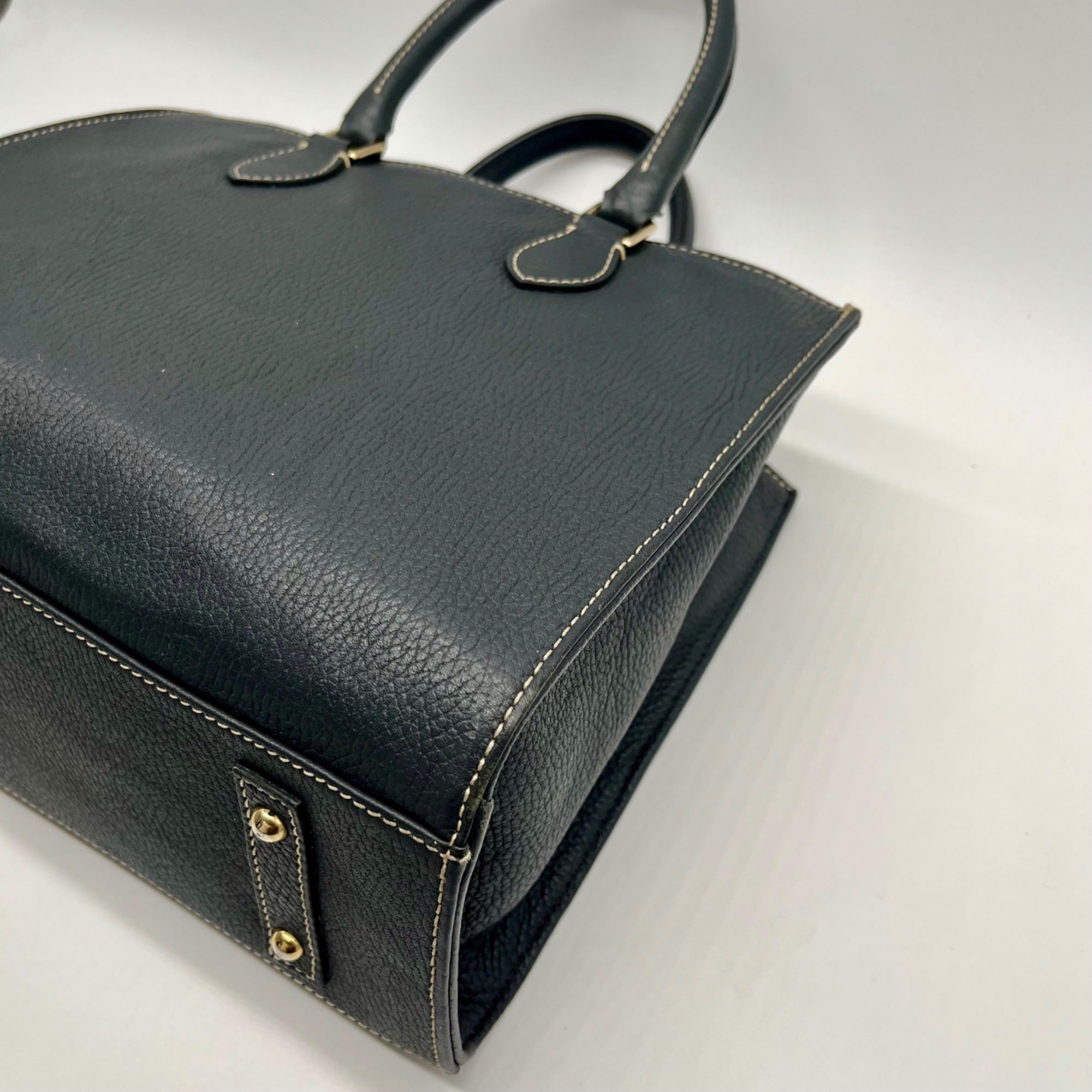 Dooney &amp; Bourke Dark Gray Pebbled Grain Leather Belmar Janine 30 Satchel Bag