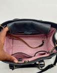 Dooney & Bourke Dark Gray Pebbled Grain Leather Belmar Janine 30 Satchel Bag