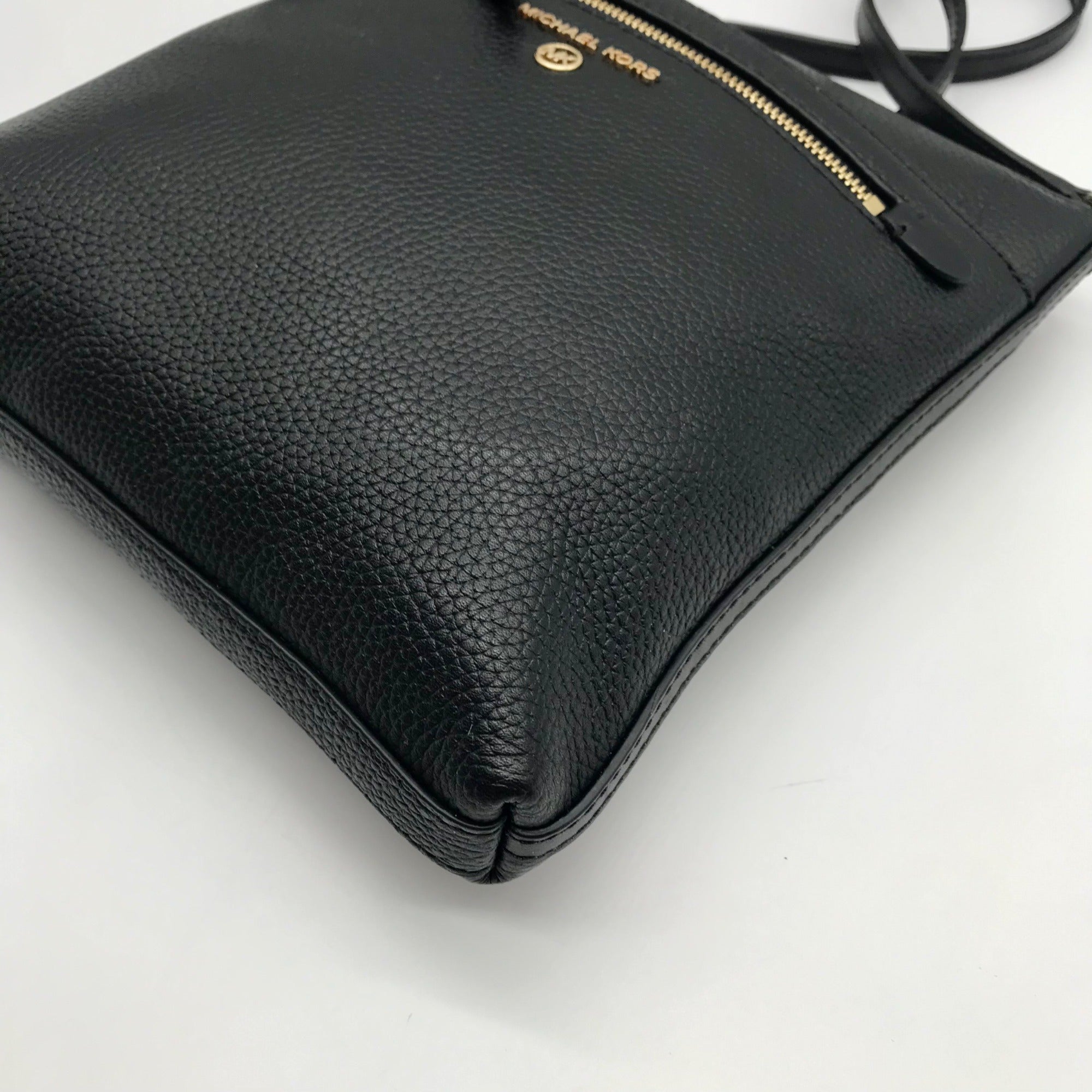 Michael Kors Black Flat Leather Crossbody Bag