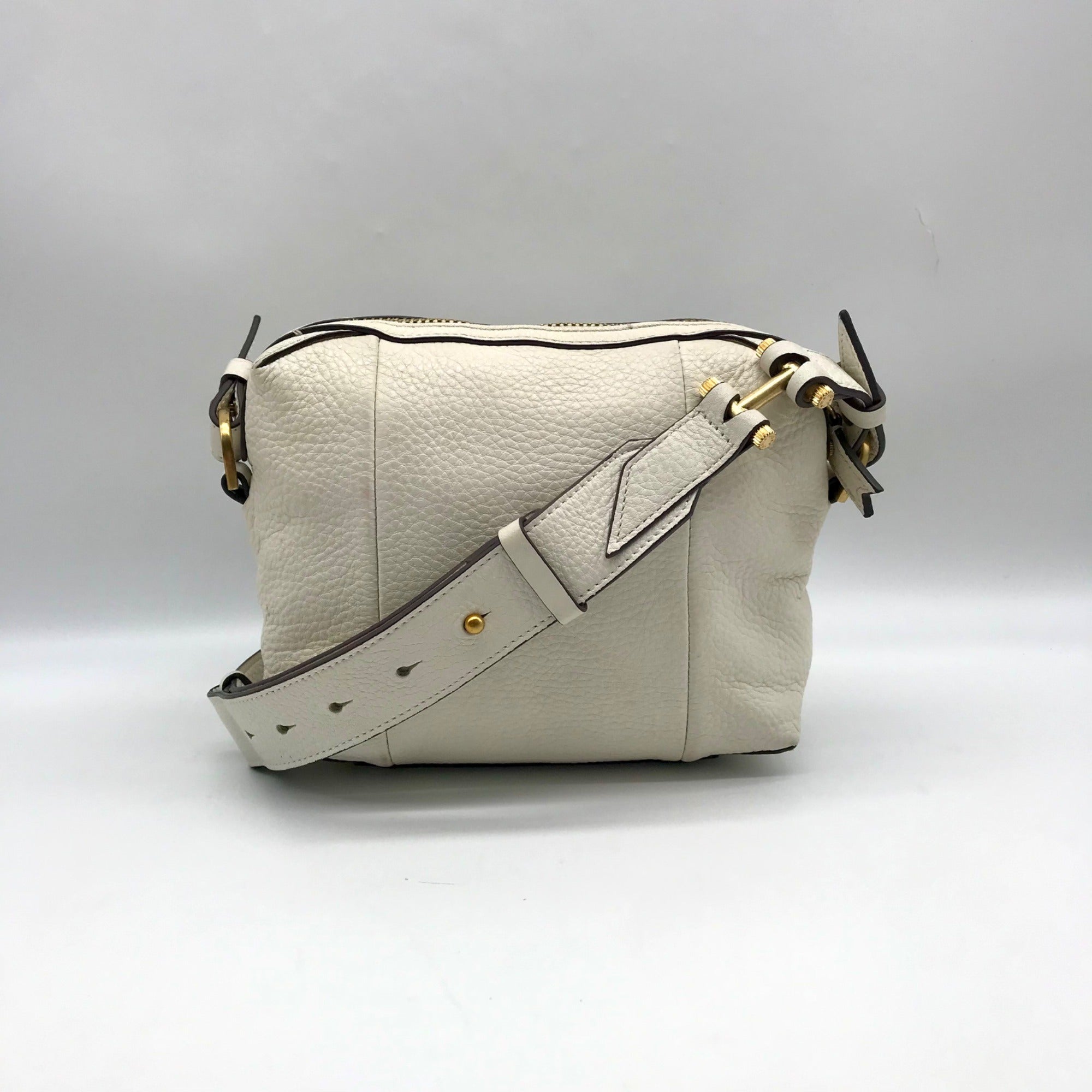 India Hicks Ivory Pebbled Leather Shift And Switch Crossbody Bag