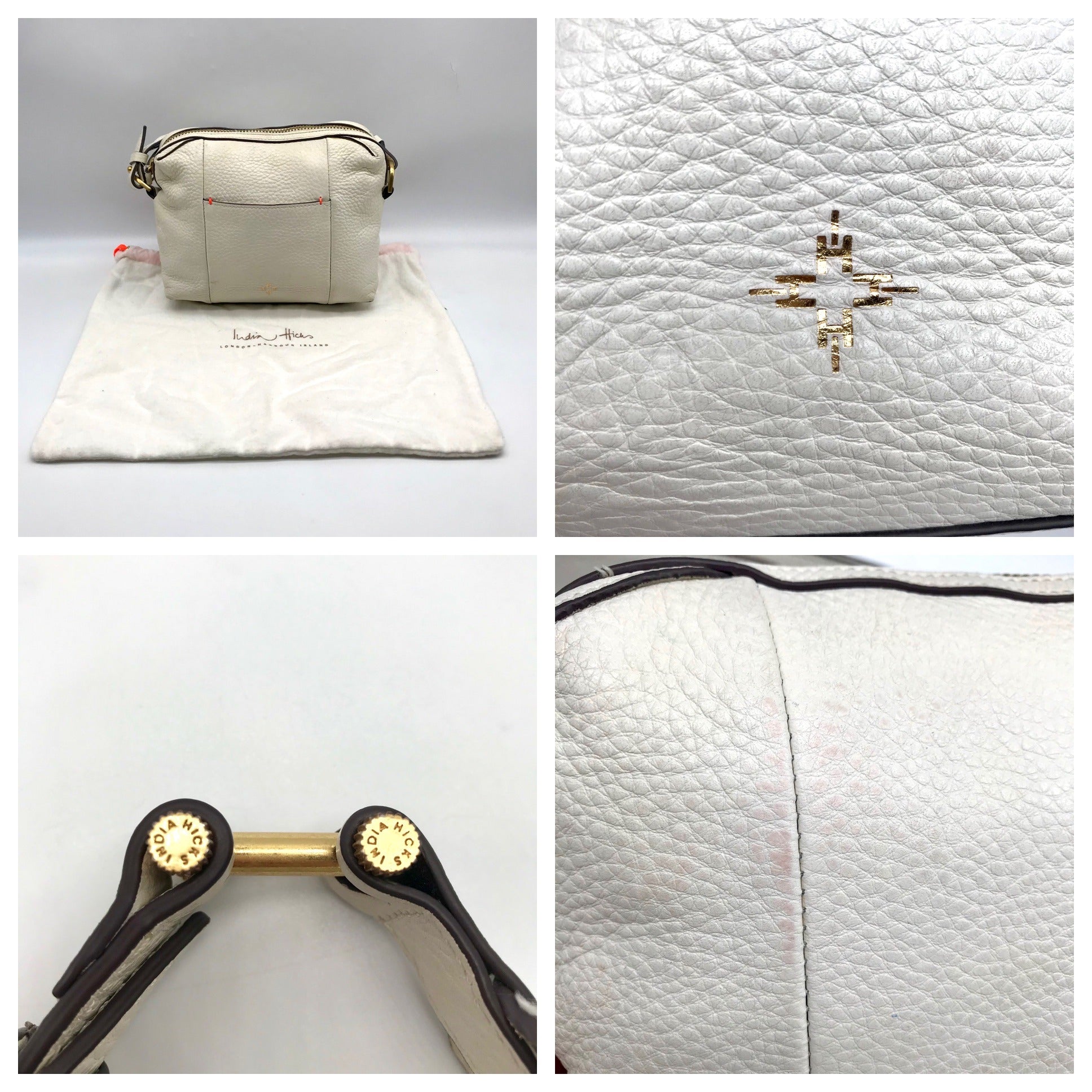 India Hicks Ivory Pebbled Leather Shift And Switch Crossbody Bag