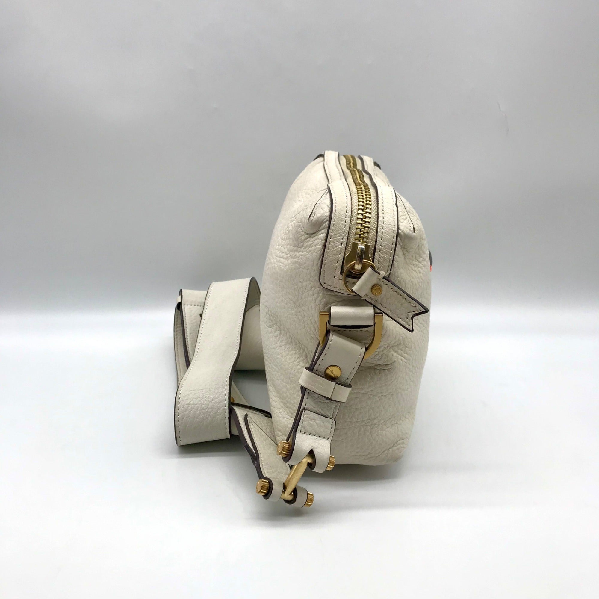 India Hicks Ivory Pebbled Leather Shift And Switch Crossbody Bag