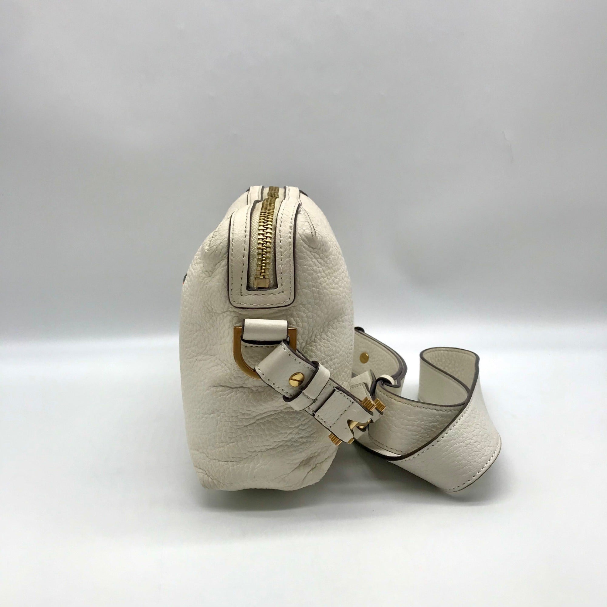 India Hicks Ivory Pebbled Leather Shift And Switch Crossbody Bag