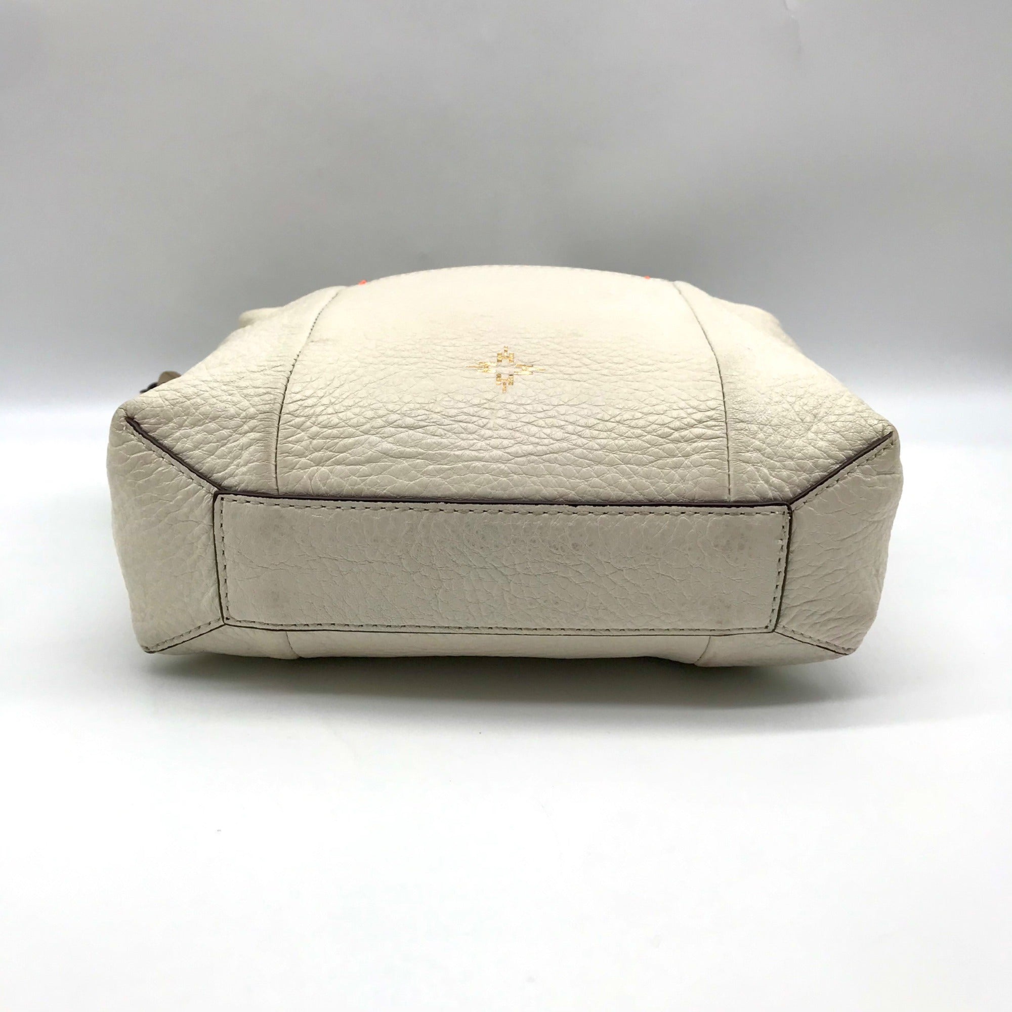 India Hicks Ivory Pebbled Leather Shift And Switch Crossbody Bag