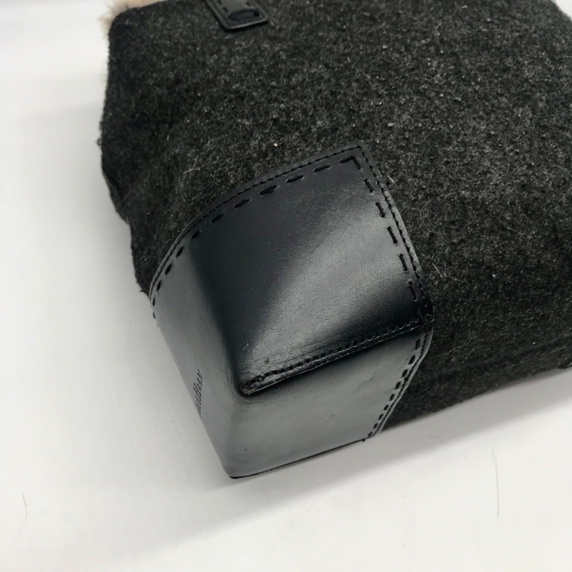 Cole Haan Black Wool Rabbit Fur Leather Tote Bag