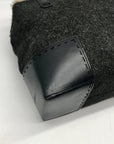 Cole Haan Black Wool Rabbit Fur Leather Tote Bag