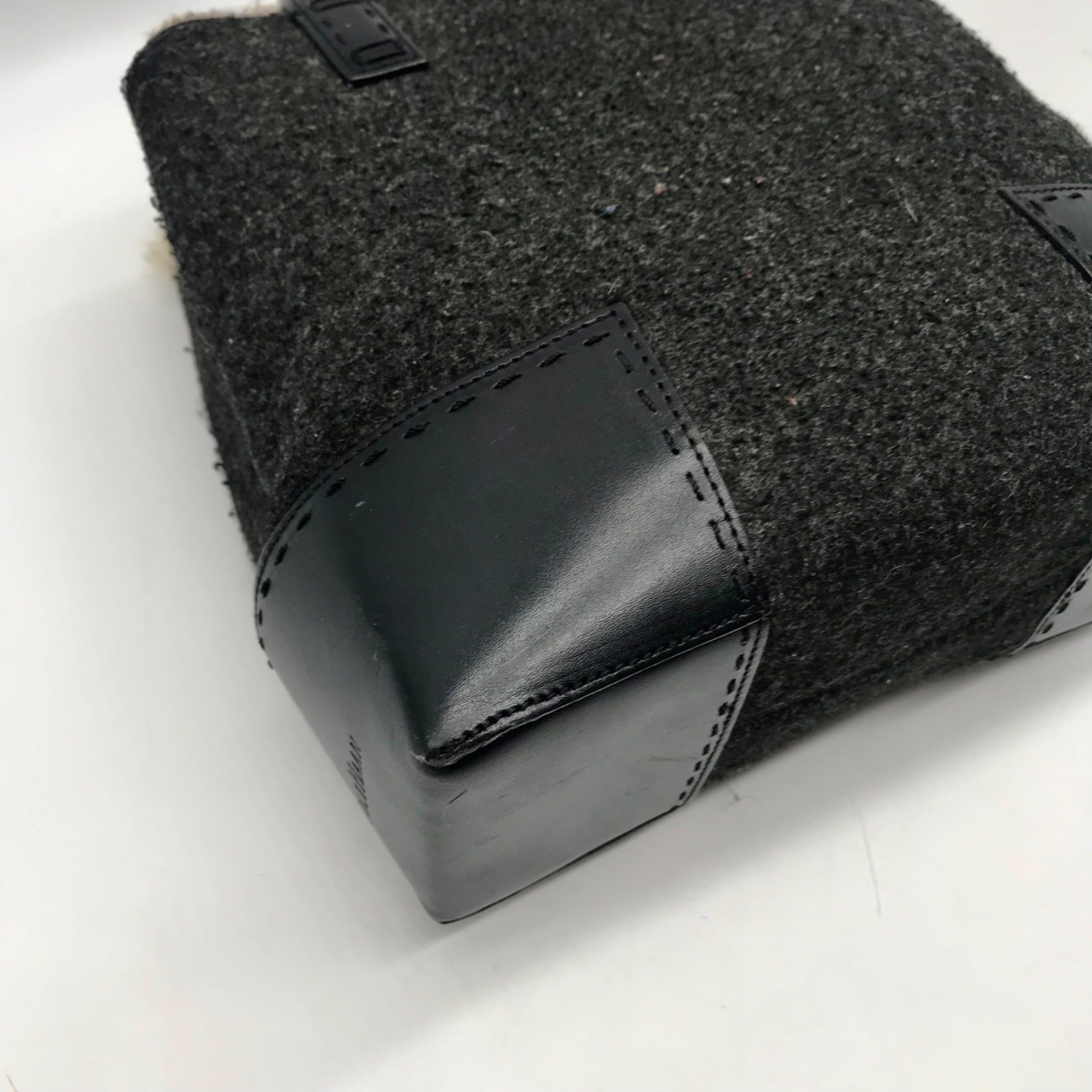Cole Haan Black Wool Rabbit Fur Leather Tote Bag