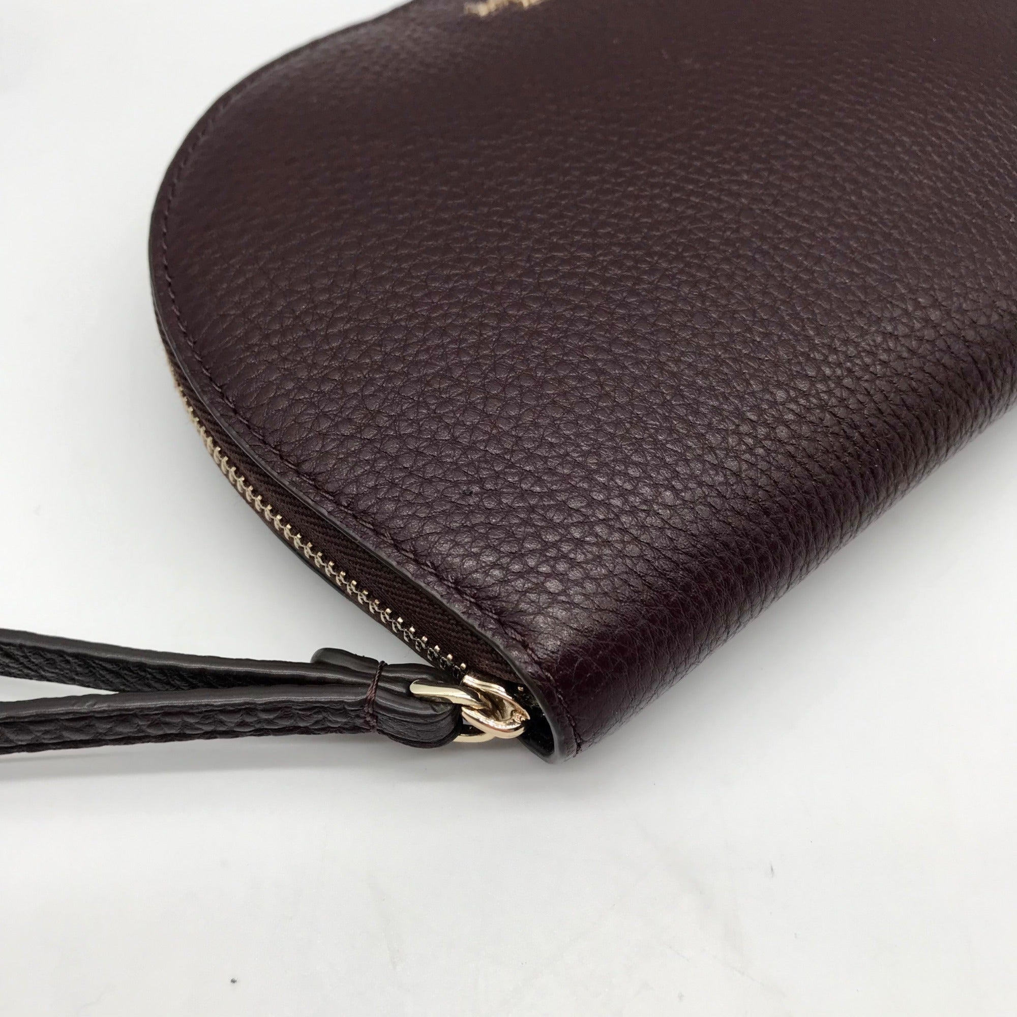 Kate Spade Dark Cherry Pebbled leather Jackson Half Moon Wristlet