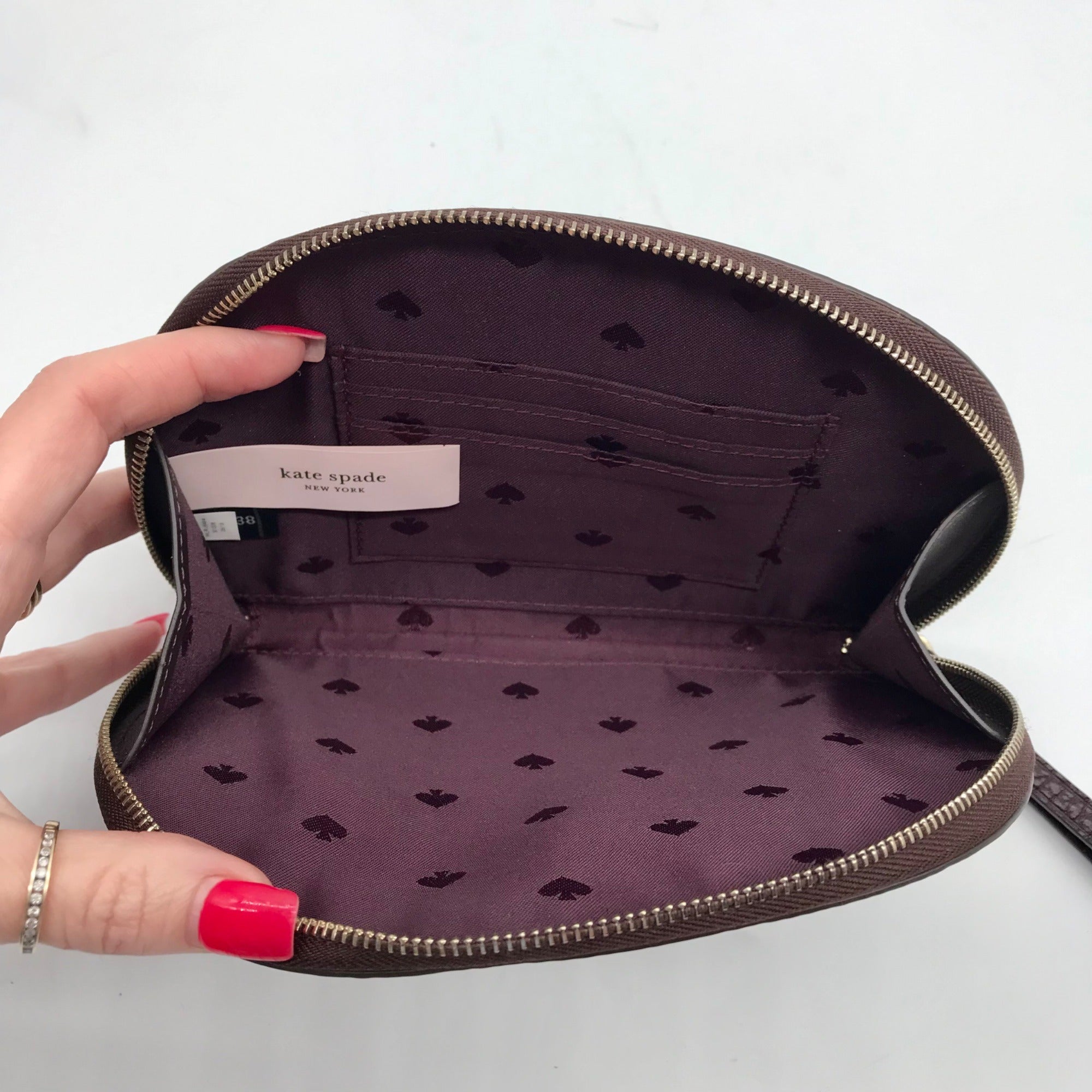 Kate Spade Dark Cherry Pebbled leather Jackson Half Moon Wristlet