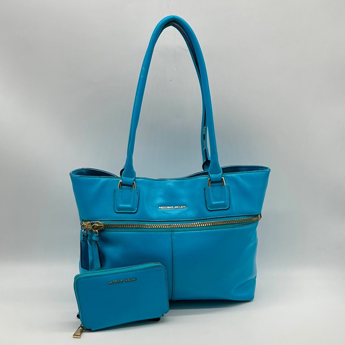 Antionio Melani Vibrant Turquoise Leather Shoulder Bag
