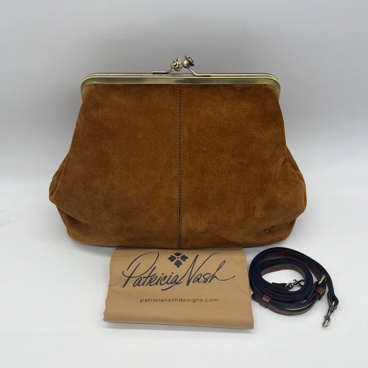 Patricia Nash Brown Suede Large Clutch