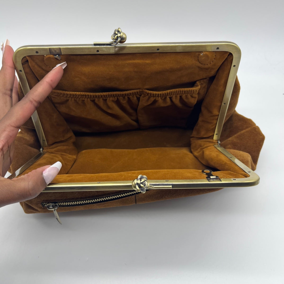 Patricia Nash Brown Suede Large Clutch