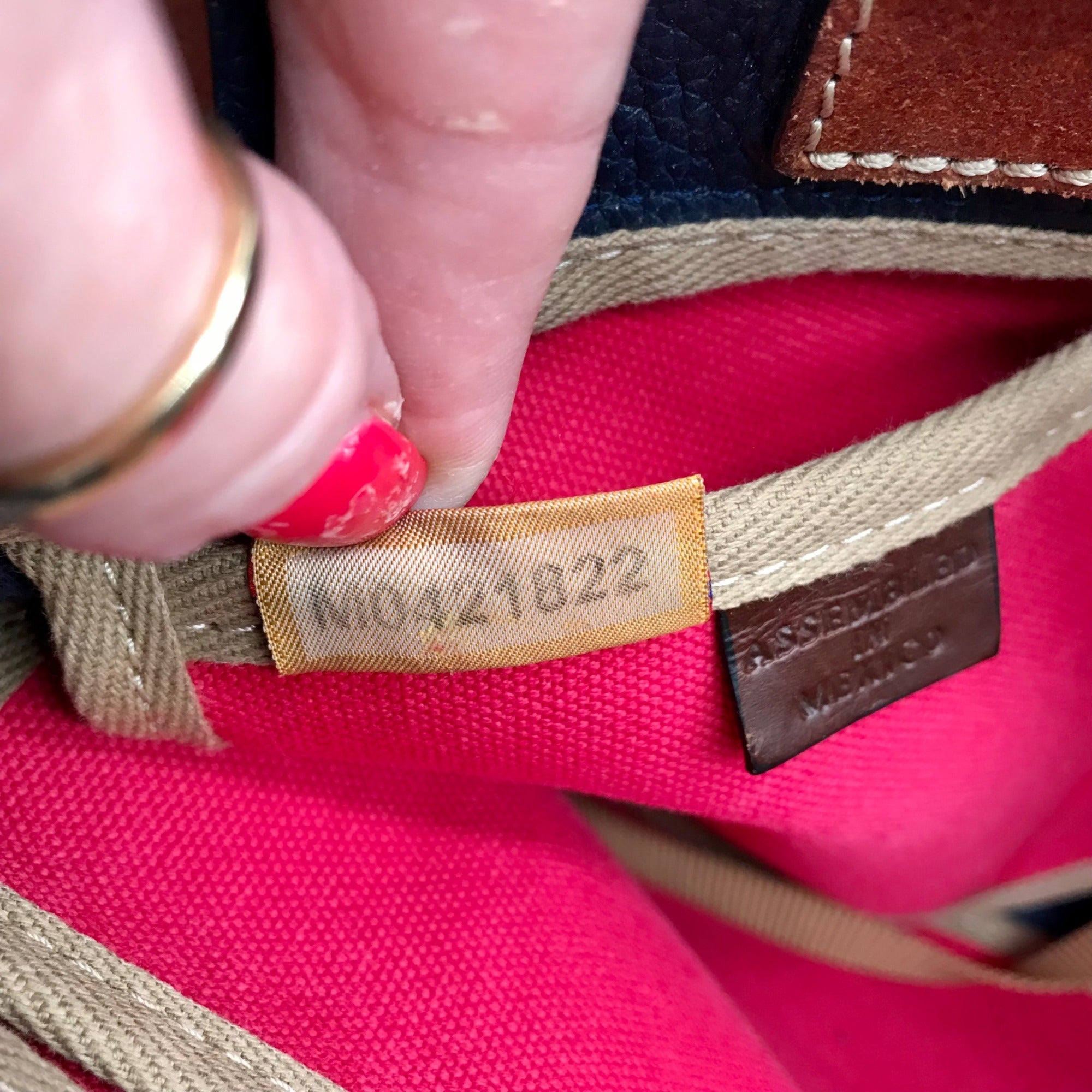 Dooney &amp; Bourke Dark Blue Pebble Grain Tassel Tote