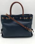 Dooney & Bourke Dark Blue Pebble Grain Tassel Tote