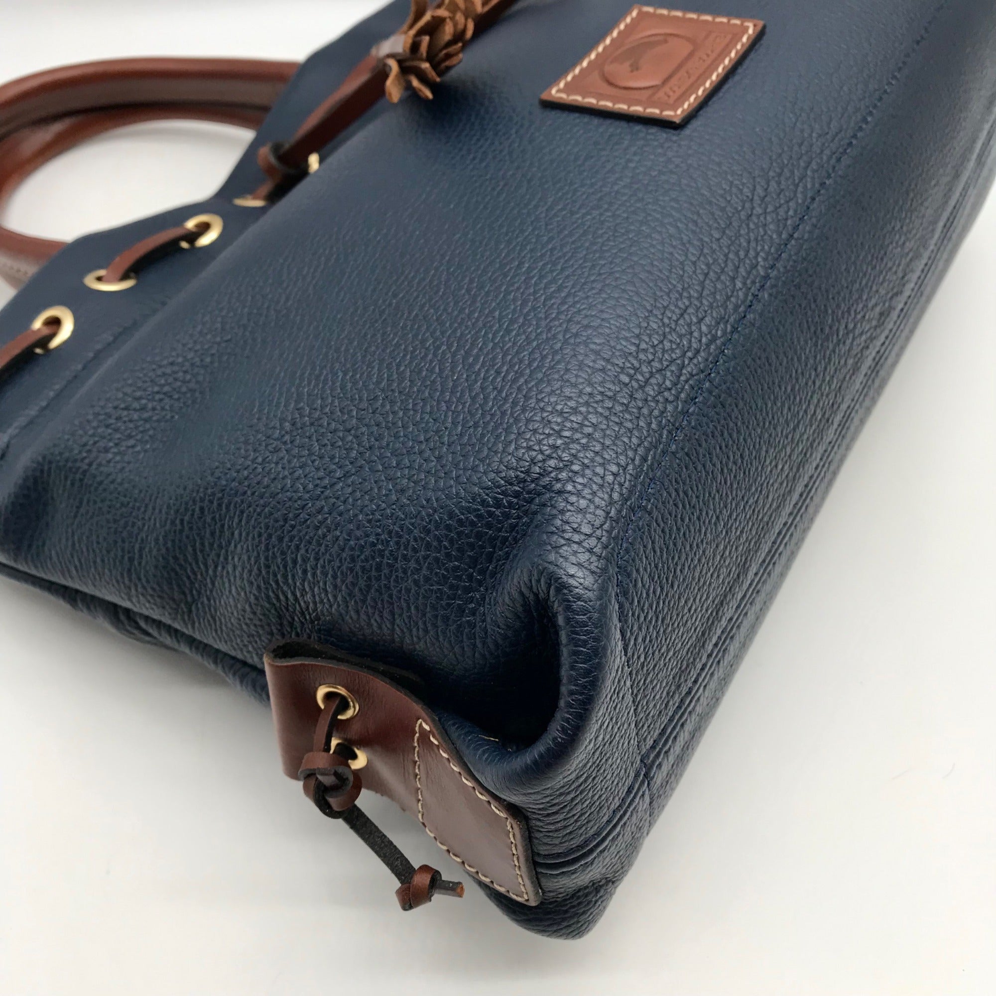 Dooney &amp; Bourke Dark Blue Pebble Grain Tassel Tote