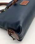 Dooney & Bourke Dark Blue Pebble Grain Tassel Tote