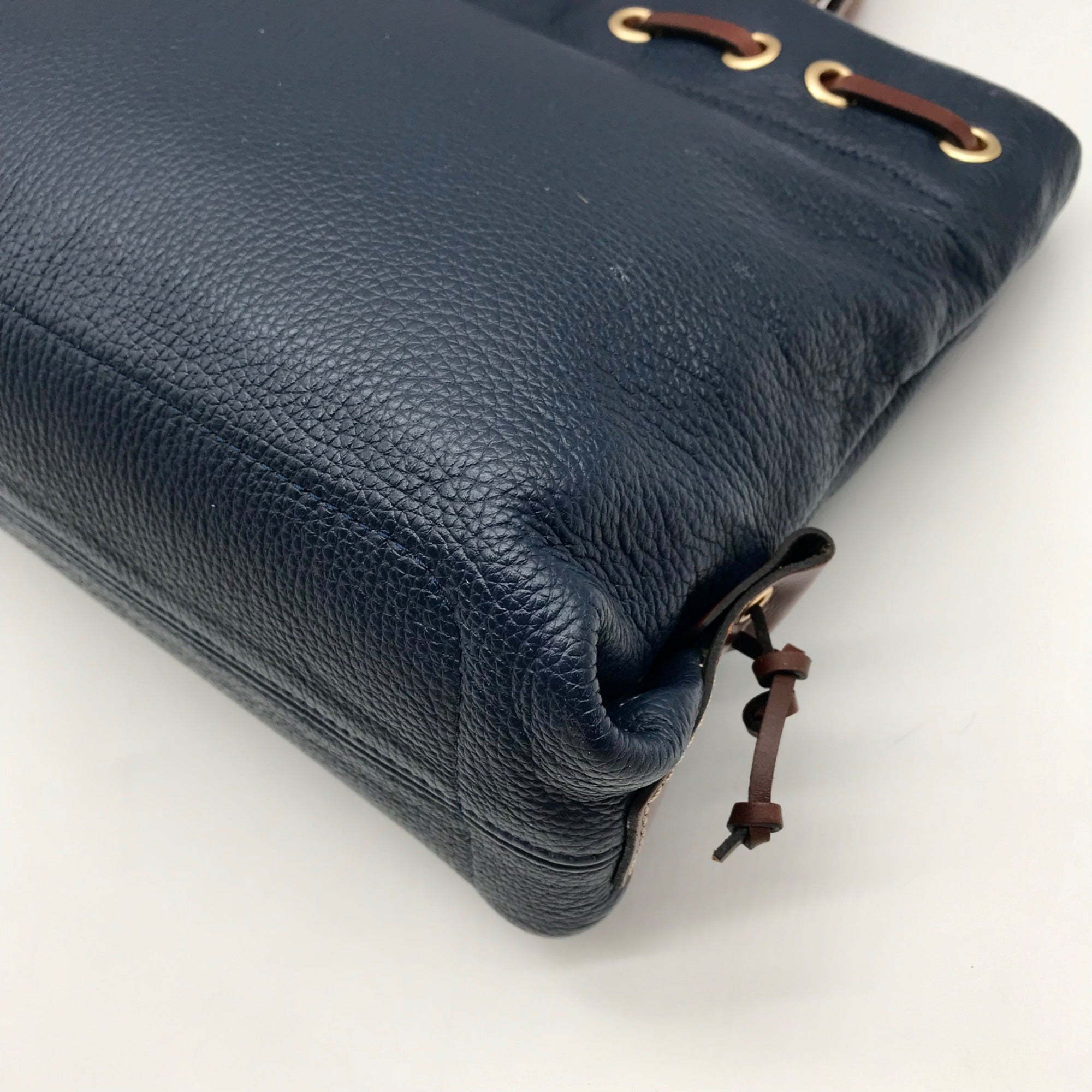 Dooney &amp; Bourke Dark Blue Pebble Grain Tassel Tote