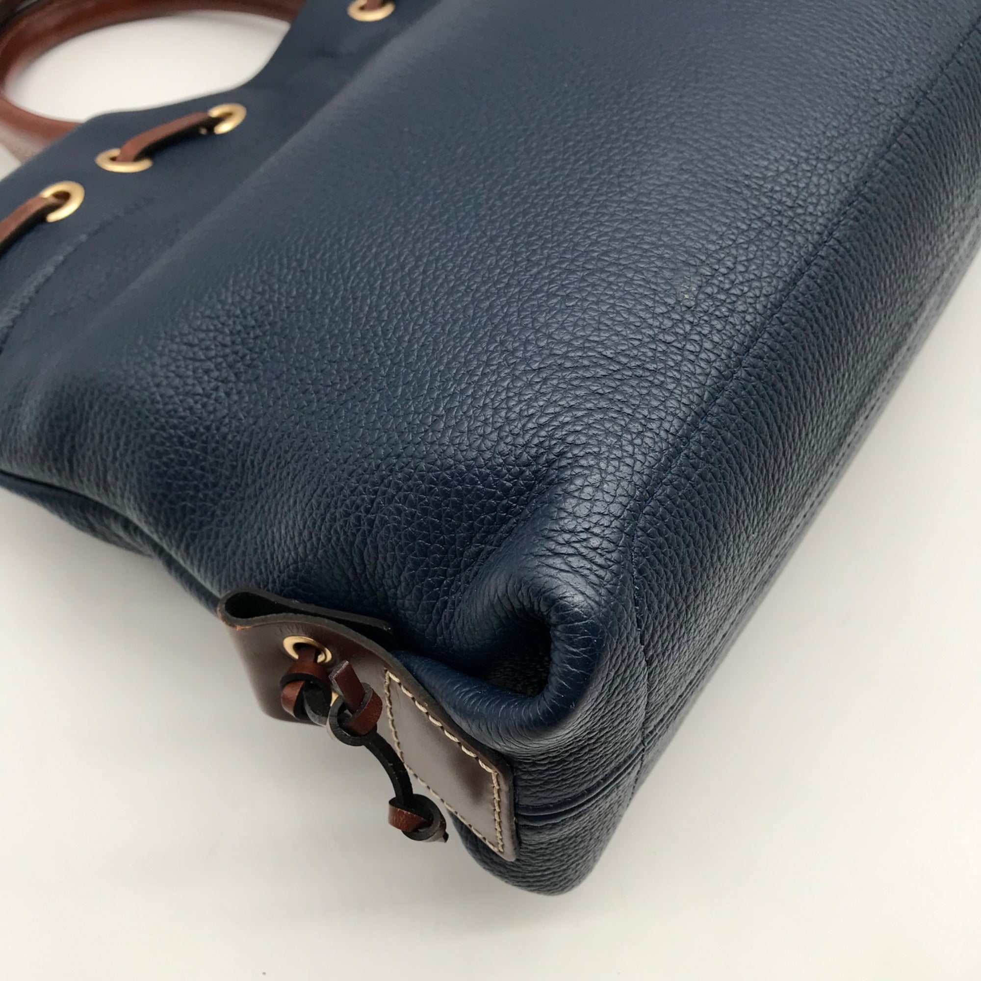 Dooney &amp; Bourke Dark Blue Pebble Grain Tassel Tote