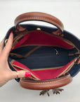 Dooney & Bourke Dark Blue Pebble Grain Tassel Tote