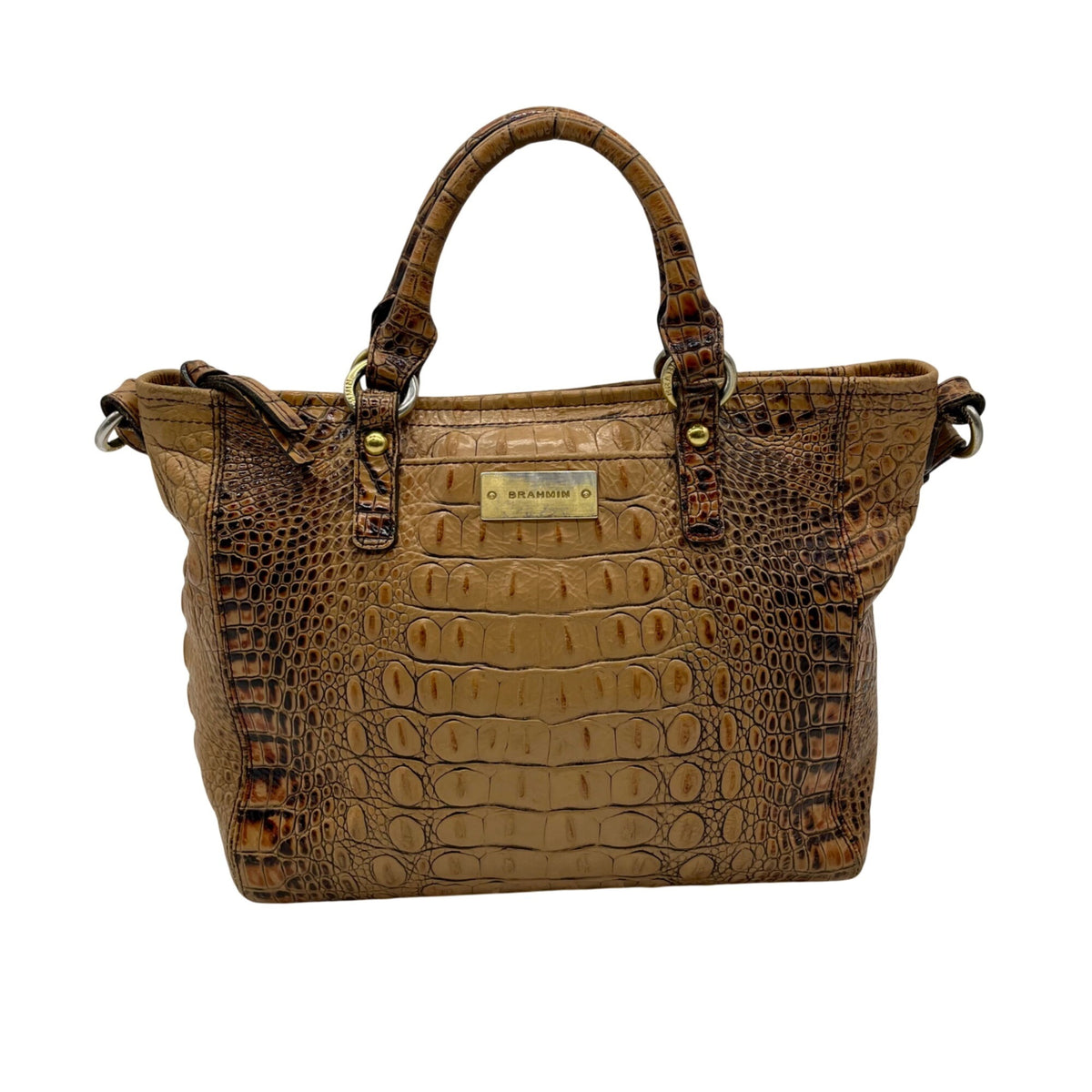 Brahmin Brown Croc-Embossed Leather Arno Satchel